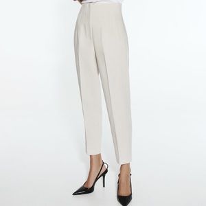 Zara High Waited Dress Pant in Oyster White